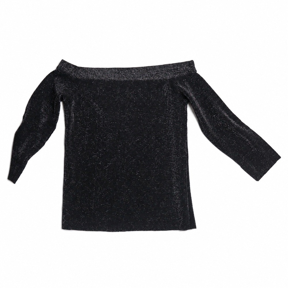 MNG Basics Mango Metallic Lurex Top Womens S Black Rainbow Sparkle Y2K Crop